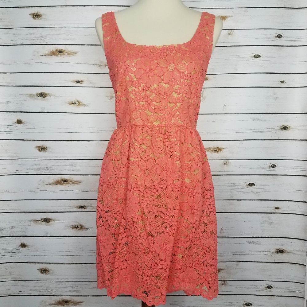 Trina Turk Coral Lace Sleeveless Dress